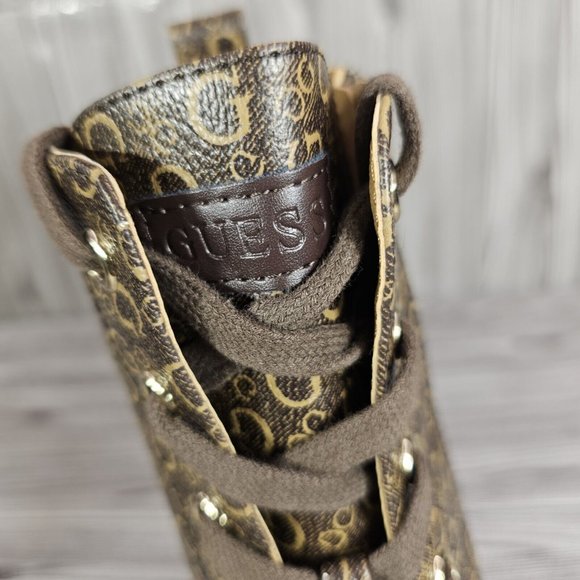 Guess Quincy 3 Logo Heeled Boots - Brown/Tan - DSLRT06K - Women's Size 9 NEW - Picture 8 of 9